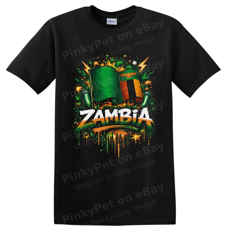 Zambia Flag T Shirt African Heritage Eagle Graphic Patriotic Celebration Tee