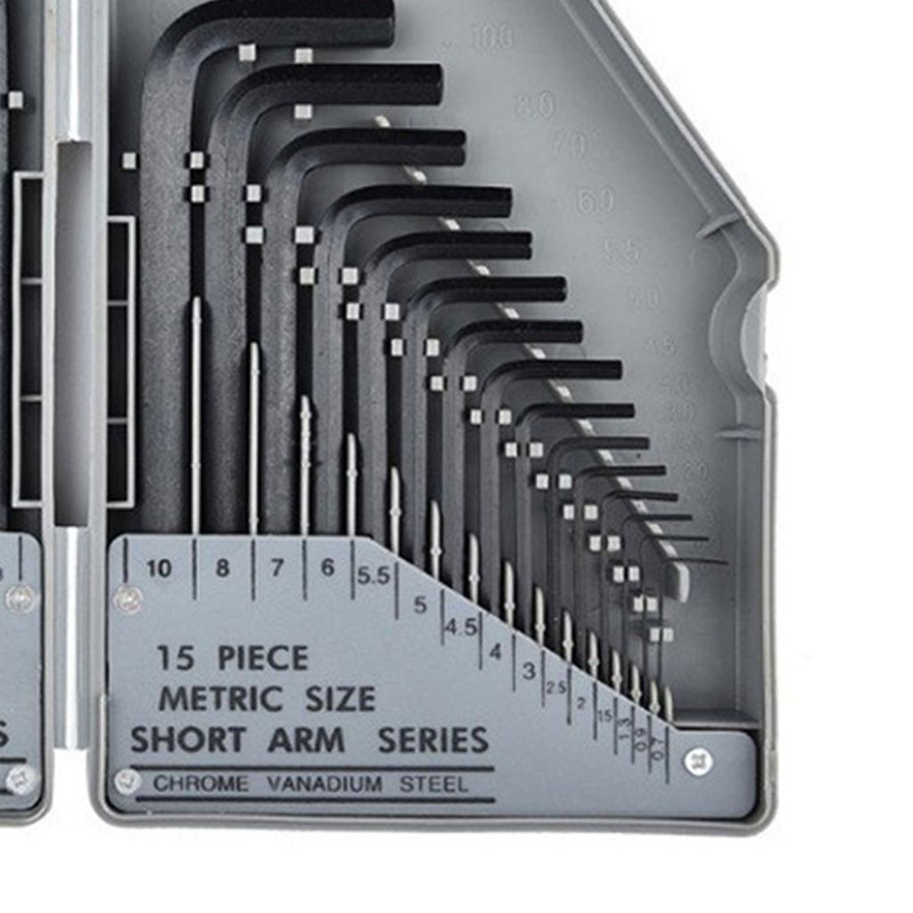 30 Stück Sechskantschlüssel Lang Kurzarm Kohlenstoffstahl Schlüssel Werkzeugsatz für Wartung Reparatur