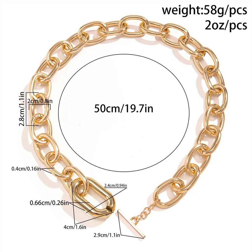 Übertriebene Punk-Kette aus dickem Metall, kurzes Schlüsselbein-Halsband, gotische Schnalle, Choker-Halskette, Schmuck für Damen-Bankette