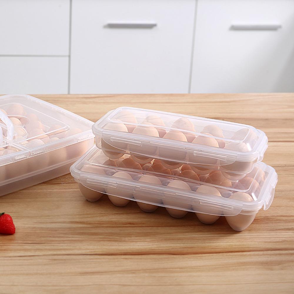 Fresh Preservation Egg Tray with Lid Fridge Egg Organizer Portable Egg Drop Rack  Kitchen