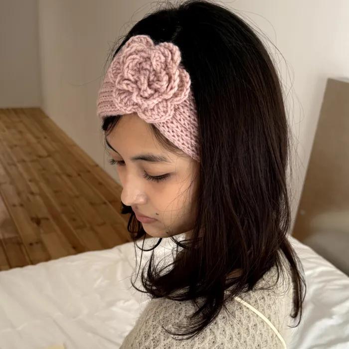 Poshu roze gebreide hoofdband_3kleuren