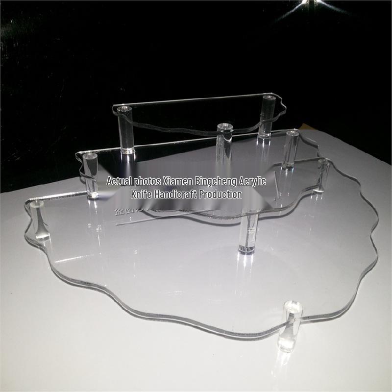 Acrylic Three-Tier Fan-Shaped Transparent Display Stand for Nail Polish, Pop Mart, Gashapon, and Cosmetics