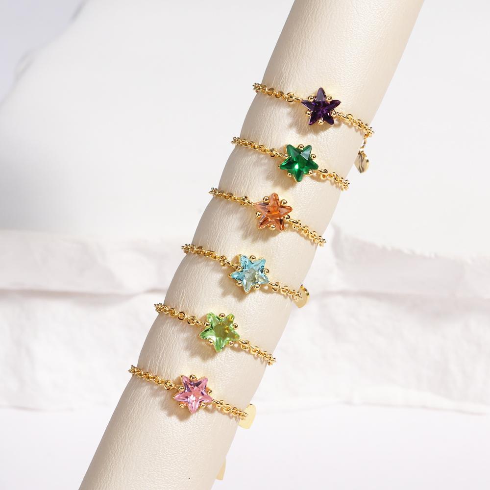 High Quality Adjustable Colored Zircon Star Pull-out Chain Rings For Women Fashion New Jewelry Gift Party Wedding Anillos Mujer