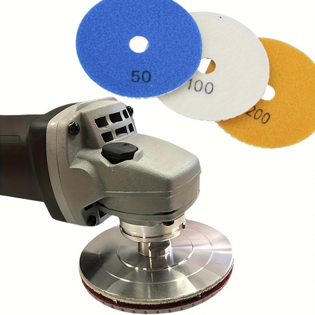 3pcs 100mm/4inch Diamond Polishing Pads with M14 Aluminum Alloy Backer Wet/Dry Polish Pad Kit for Granite Marble Concrete Stone