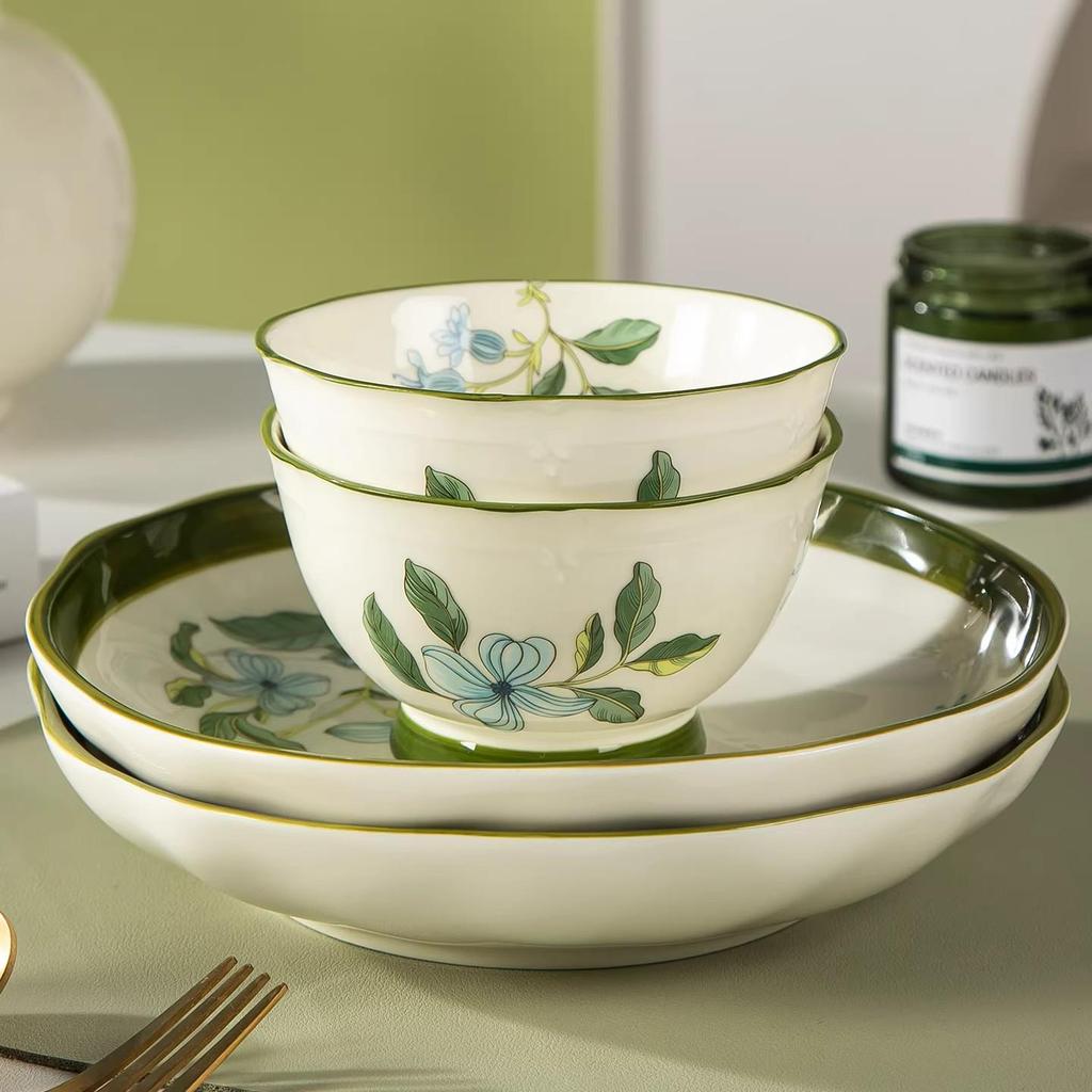 Japanese Ceramic Dining Set: Noodle Bowl, Bathtub Bowl, Microwave-Heating Bowl, High-Temperature Soup Bowl, and Chopsticks.