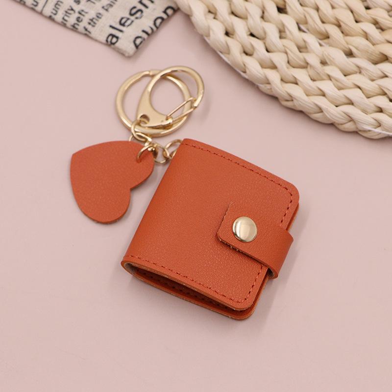 Korean Style Heart Photo Storage Keychain Leather Case for Mini Couple Photos