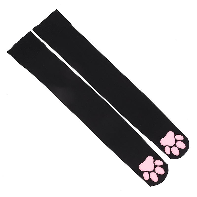 3D Cat Paw Silicone Thigh-High Socks - Cute Anime Lolita JK Style