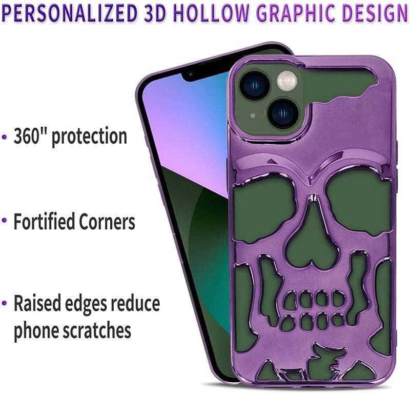 Custodia Anime placcata opaca fredda con teschio cavo per IPhone 14 13 12 11 Pro Max Plus 14Pro 13Pro IPhone 11 Skeleton Deisgn Custodia protettiva