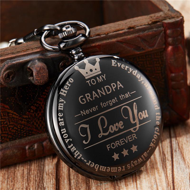 Steampunk Full Hunter Golden/Silver/Black Quartz Analog Alloy To My Daughter Pocket Watches/To My SON Pocket Watches Pendant Chain Roman Number Clock