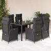 VidaXL Garden Dining Set Cushions 7pcs Black Wicker 3213072