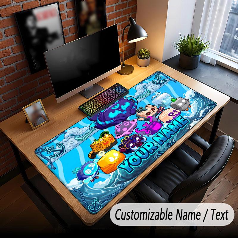 Custom Name Text Big Mouse Pad,Blox Fruits Soft Non Slip Extended Desk Mat For Home Office