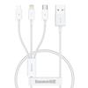Kabel Szybkiego Ładowania  Baseus Superior Data Usb Do M+L+C 3.5A 0.5M(White)