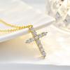 S925 Sterling Silver Cross Necklace with Full Diamond Pendant, Classic Pave Style, Versatile Fashion Clavicle Chain for Women.
