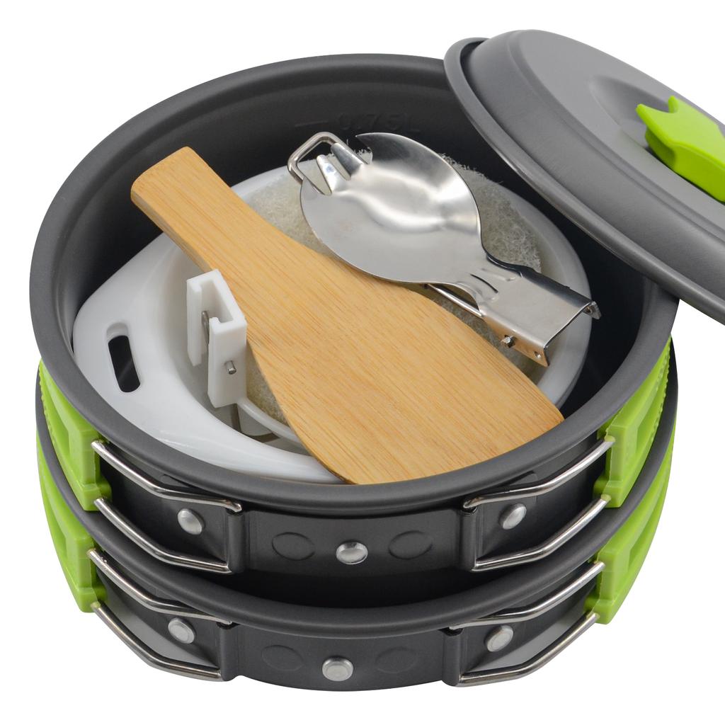 2022 Hot Product Outdoor 1-2 Person Portable Camping and Hiking Backpacking Cookware Set Outdoor Survival Emergency Kit