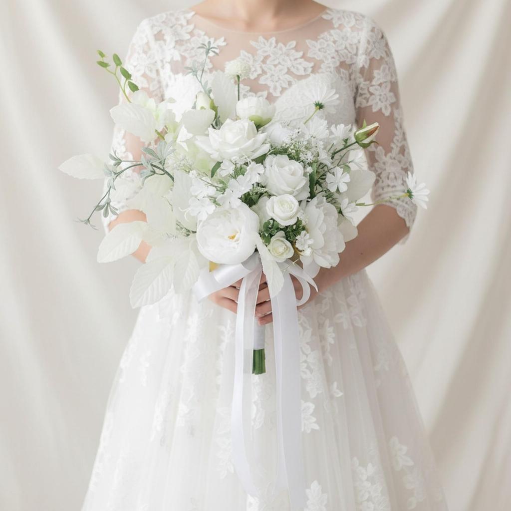 Bright Rose and Peony Faux Stem Bouquet Elegant Hand-Tied Silk Flower