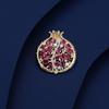 Red Crystal Pomegranate Plant Brooch Pins For Women Summer Jewelry Gift Bag Suit Accessory