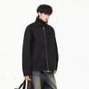 Unisex Retro Wolljacke mit Revers und Reißverschluss - Falsches Zweiteiler-Design für Herbst/Winter Freizeitkleidung