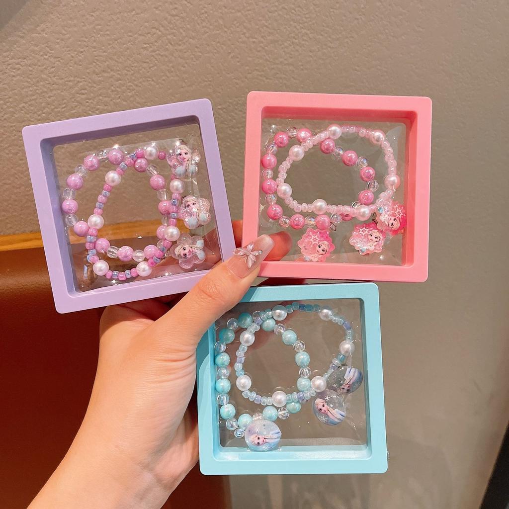 Princess Elsa Children'S Bracelet Girls Cartoon Crystal Beaded Toy Jewelry Little Girl Pearl Bracelet Women