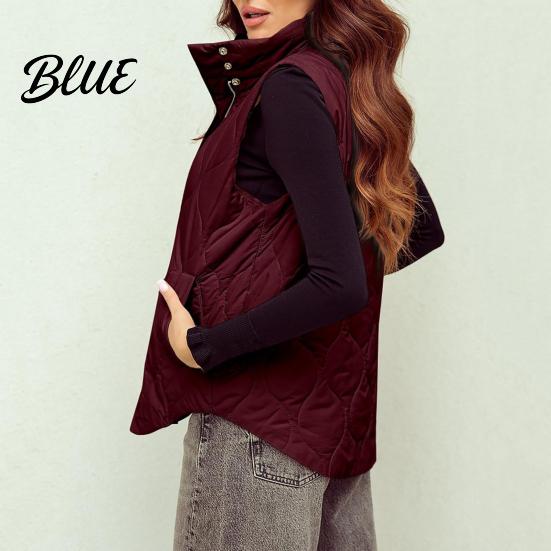 Cappotto Invernale Donna Colore Unico Spesso Senza Maniche Collo a Revers Gilet in Cotone Capo d'Abbigliamento Imbottito con Tasche