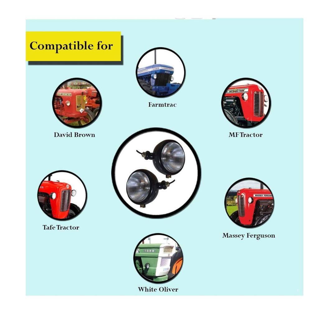 Massey Ferguson 35, 35X, 65, 765 Linke Traktor-Scheinwerfereinheiten – Kompatibel mit David Brown & Case/IH Modellen – 12V Glühbirnen – Schwarzes Gehäuse