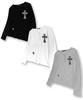 Damiswi Gothic Cross Henley Neck Long Sleeve_Black