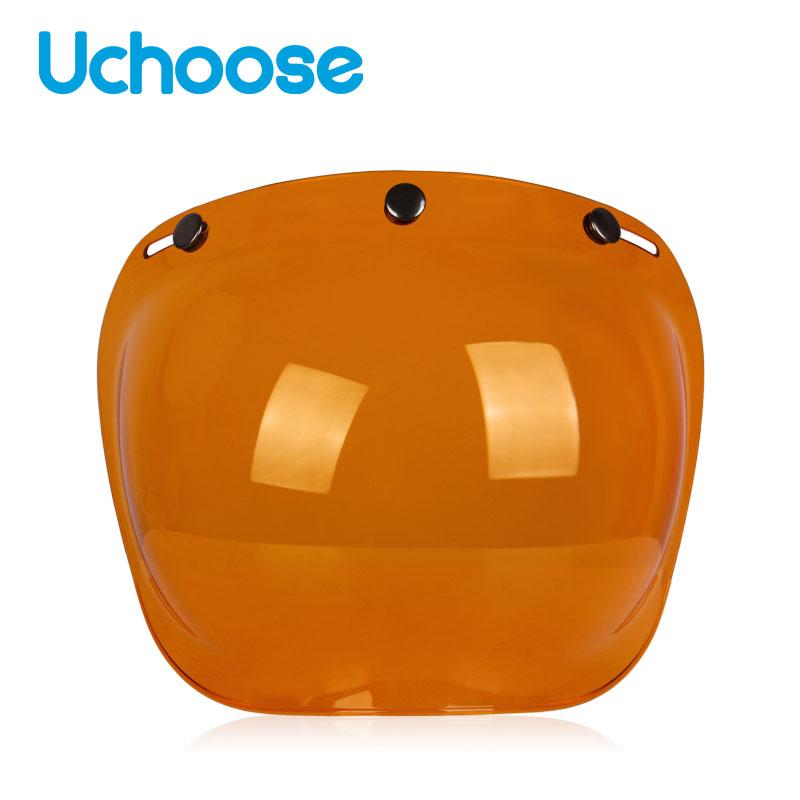 Authentic Bubble Mirror Motorcycle Helmet Three Button Type Retro Style Helmet Lenses Bubble Shield Visors Helmet Accessories