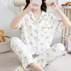 1011 new pajamas women's summer cloud cotton short-sleeved trousers two-piece set Japanese large-size printed loungewear autumn