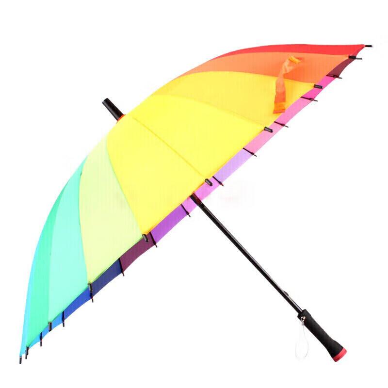 MAYDU 24-Speichen Regenbogen Langstielschirm