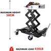 Heavy-Duty 450 LB Capacity Low Profile Transmission Jack with 7-23 Inch Height, Safety Straps, Brake Wheels for Auto Repairs