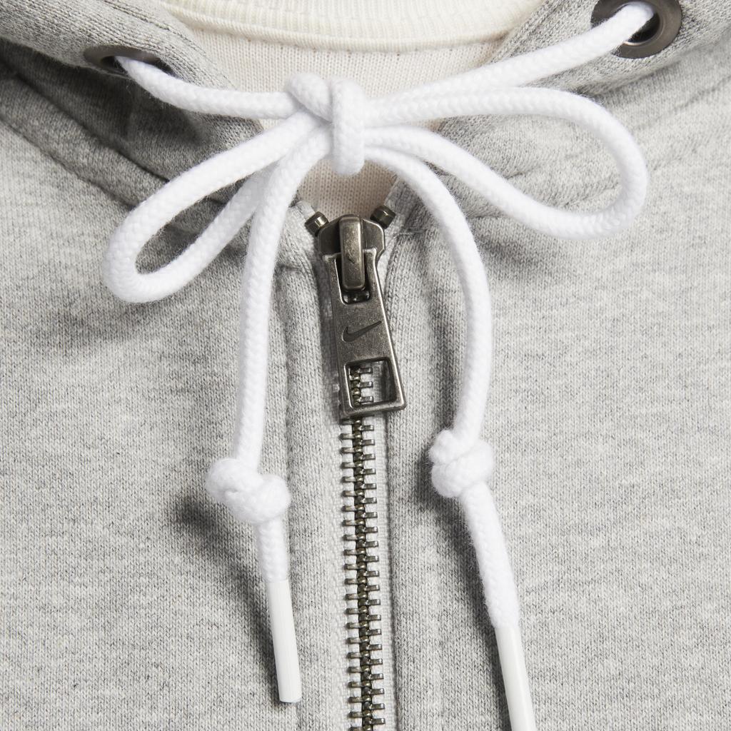 Nike Solo Swoosh Full Zip Hoodie Dark Grey Heather/White Men Streetwear DR0403-063