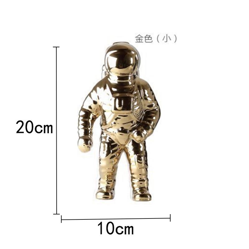 Gold Space Man Sculpture Astronaut Ceramic Vase Creative Modern Cosmonaut Model Ornament Statue Garden Tabletop Home Decoration