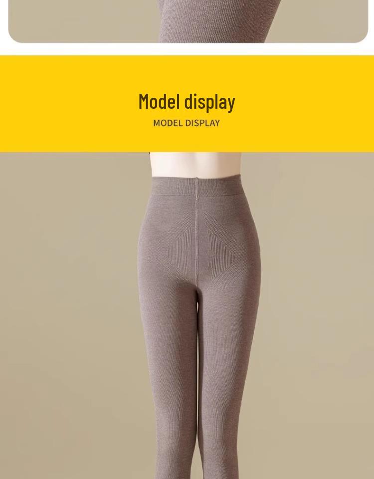 Women's Fleece-Lined Vertical Stripe Leggings – Thickened, Slimming, and Warm Cotton Stirrup Tights for Autumn and Winter.