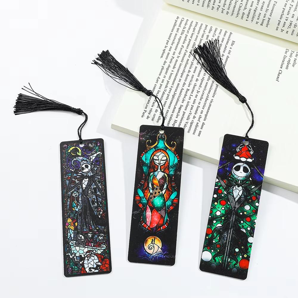 MINISO Skeleton Art Acrylic Bookmark,Halloween Jack Sally Fans' Books, Accessories, Learning Stationery