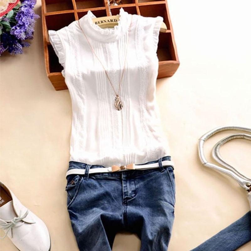 

Women Sexy Girls Summer Casual Blouse Tops Ruffle Sleeve Solid Shirt Vest Blouse White,2XL