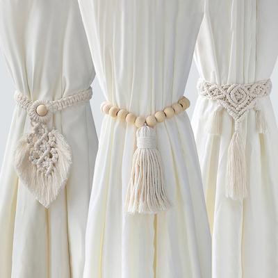 Boho Fringe Curtains Accessories Macrame CurtainTiebacks With Bead Decorative Curtain Rope Farmhouse Decor for Room Decoration