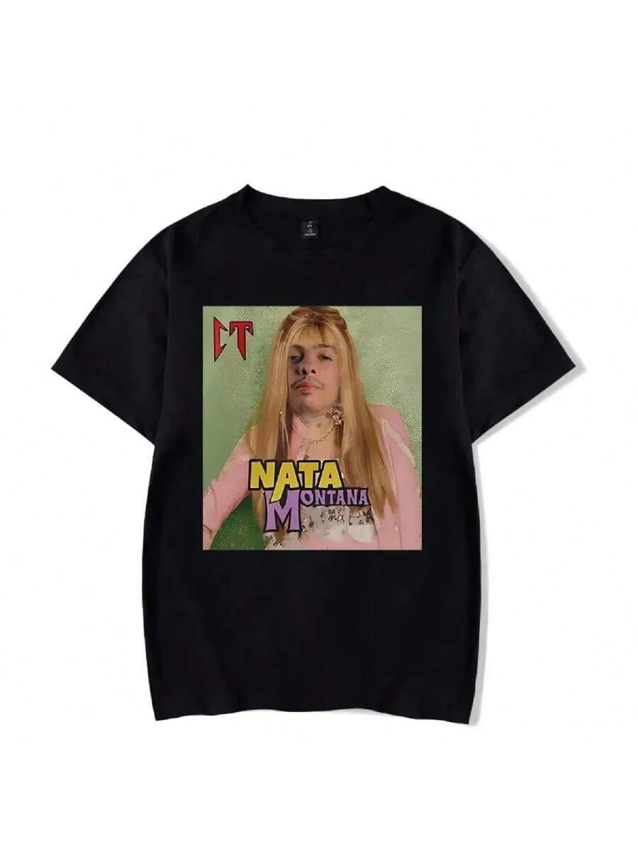 

Натанаэль Канос Натан Монтана Футболка с коротким рукавом Женские топы Футболка Женская Мужская Круглый вырез Модная футболка_1 XXXXXL чёрный