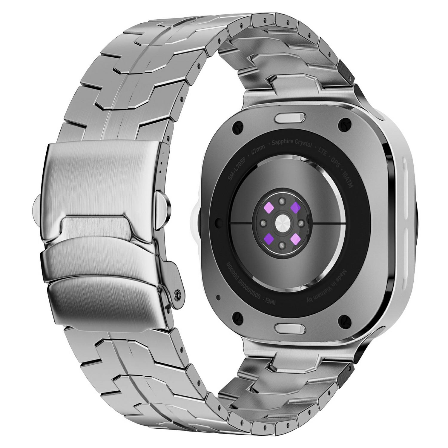 

Stainless Steel Watch Band For Samsung Galaxy Watch8 44mm/40mm/Watch8 Classic 46mm Double Folding Buckle Wrist Strap Silver A