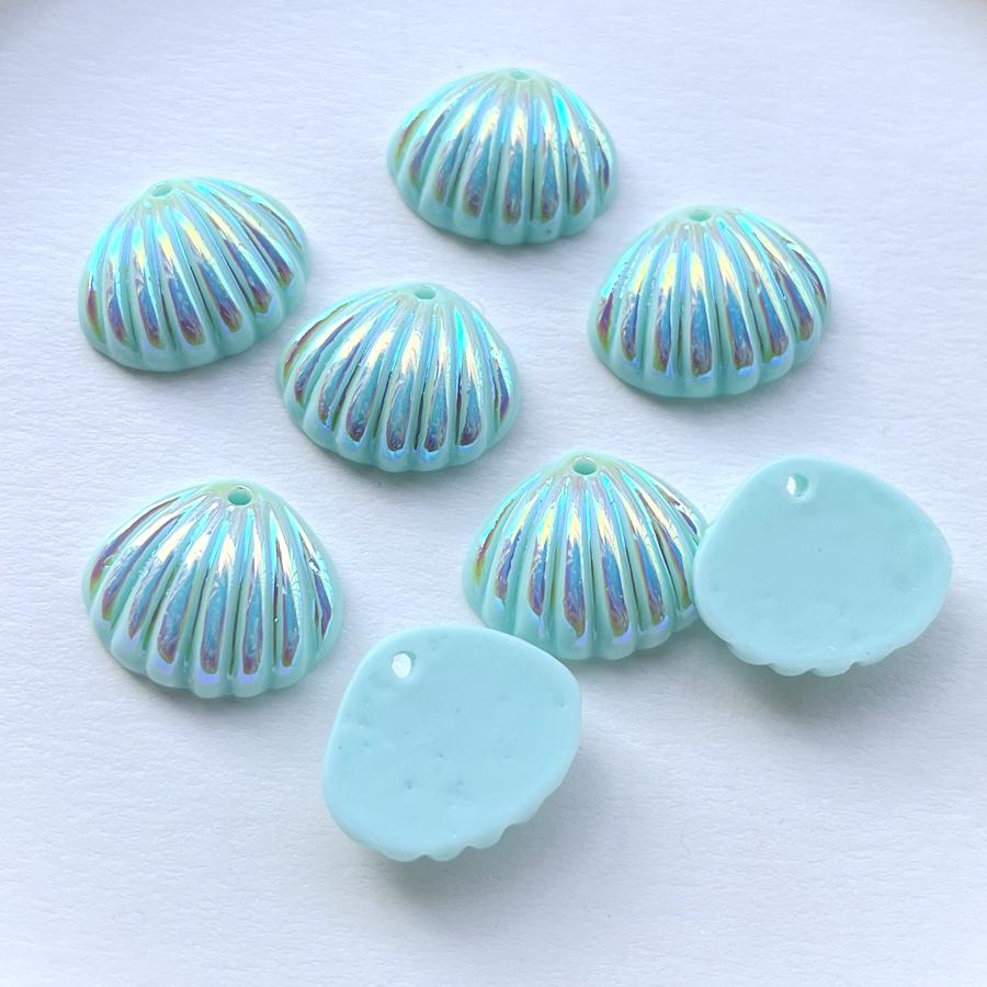 

10 красивых ракушек из смолы цвета AB с отверстиями, украшенные стразами, браслет «сделай сам», код тела, брелок, серьги, декоративные аксессуары зелёный