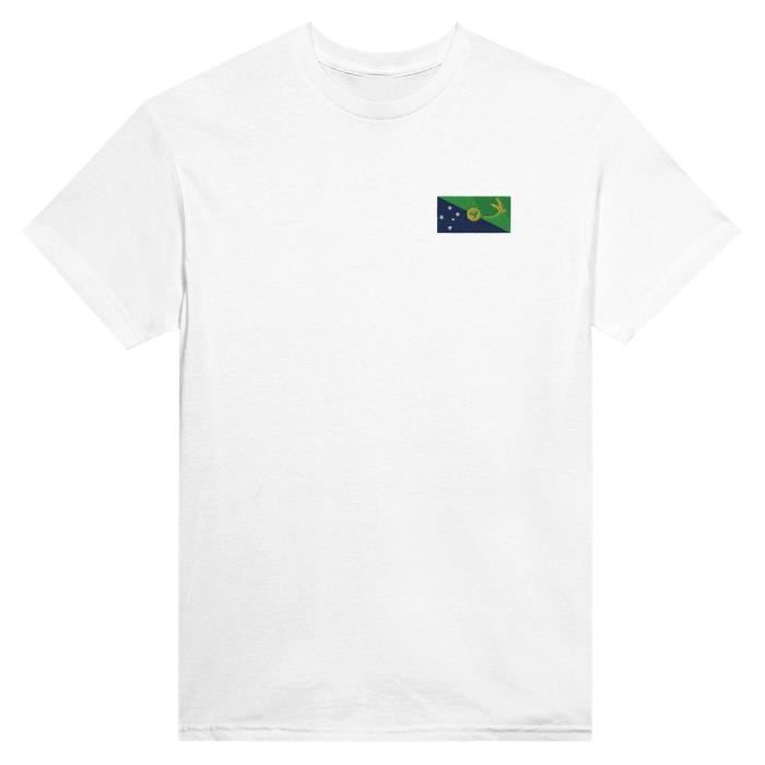 T-shirt - PIXELFORMA - Drapeau de l'île Christmas - Broderie - 100% cotone - Coupe classique