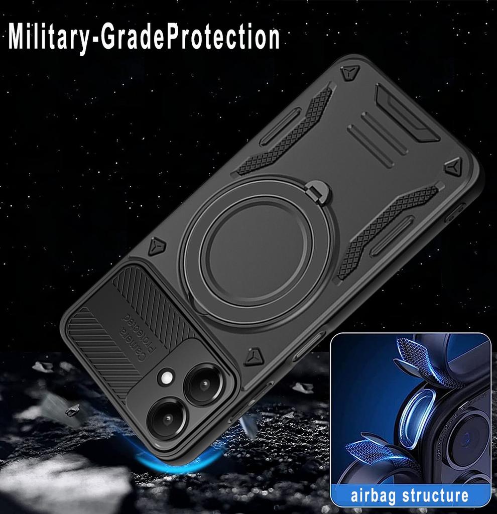 For Samsung Galaxy A07 4G Magnetic Case Shockproof TPU + PC Phone Back Cover with Kickstand