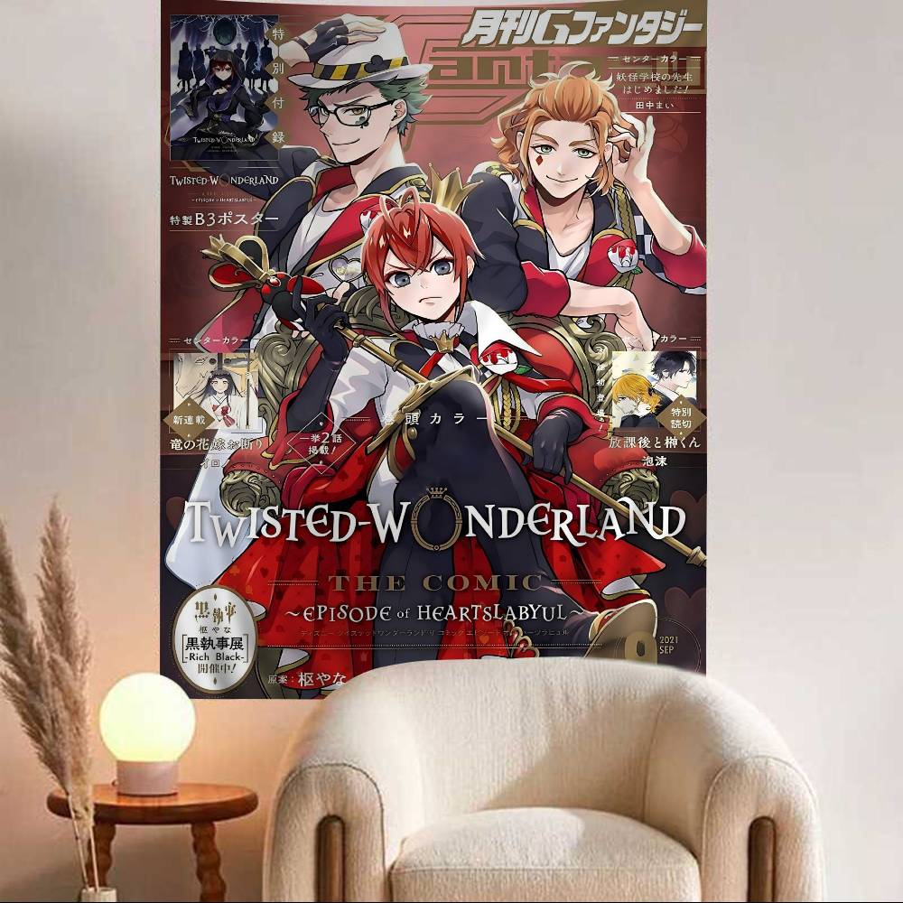 Anime Game Twisted Wonderland Printed Large Wall Tapestry Art Science Fiction Room Home Decor Decor Blanket