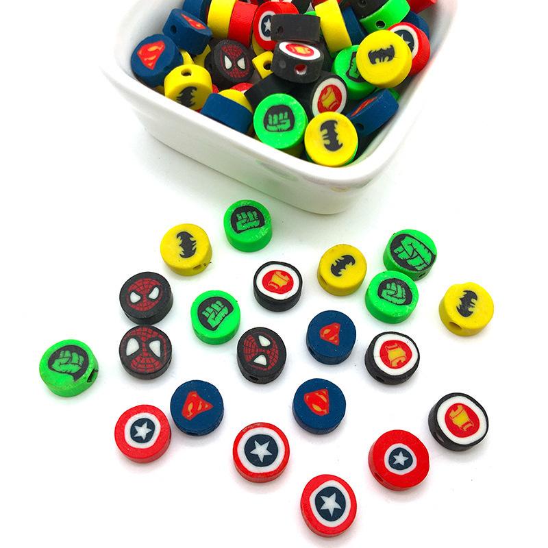 Diy Soft Pottery Bead Separation Mixed Color Fruit Cartoon English Letters Perforated Loose Beads, Sliced Bracelet Material