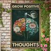 Tin Sign Grow Positive Thoughts Vintage Botanical Flowers and Watering Can Wall Decor for Garden Shed Patio Fence Retro Metal P
