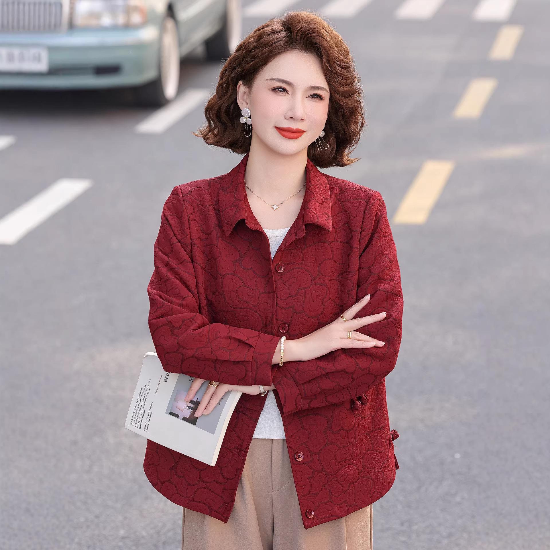 

Stylish Jacquard Jacket for Mother s Day: Spring & Autumn Fashion for Middle-Aged Women XL (suggested 52.5-57.5 kg)