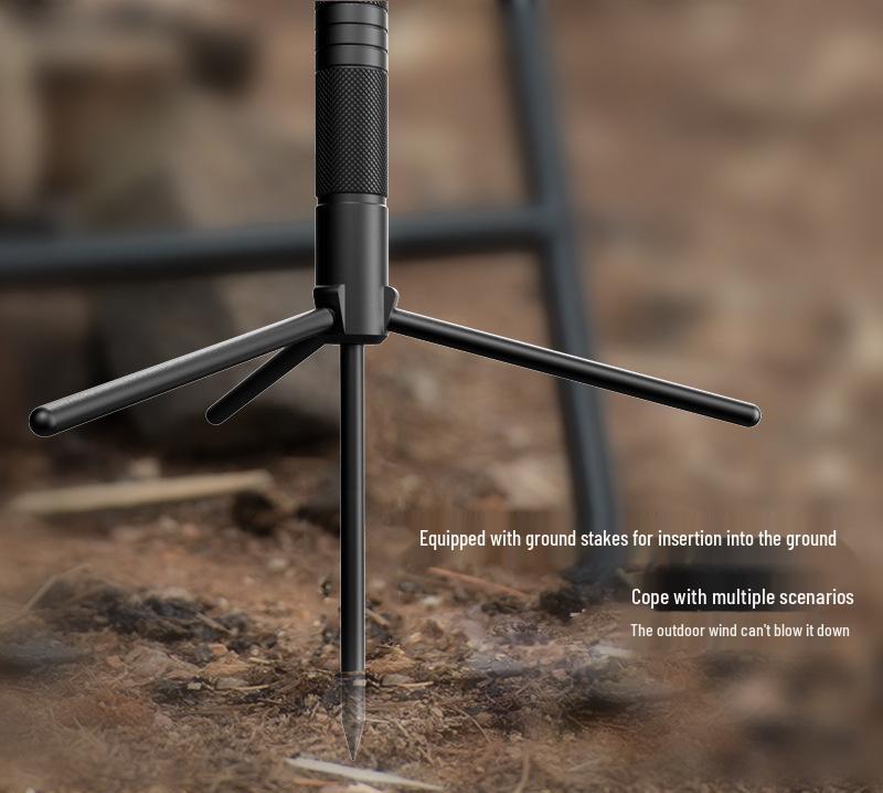 Multifunctional Outdoor Tripod: Aluminum Alloy Spike with Ball Head for Camping, Lighting, and Camera/Live Streaming