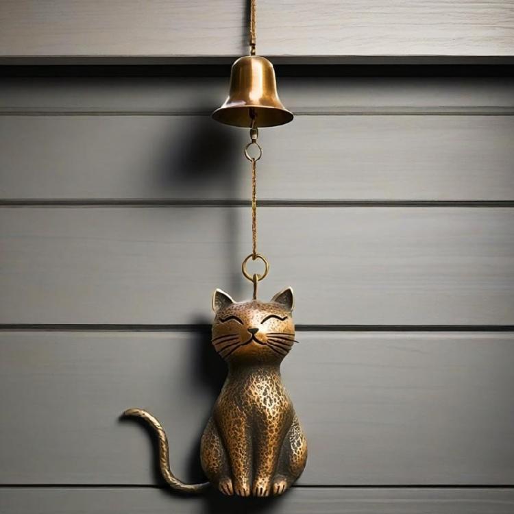 Lovely Kitten Wind Chimes Indoor and Outdoor Decoration Vintaged Bronze Metal Soothings Sounds for Garden Decoration Gift