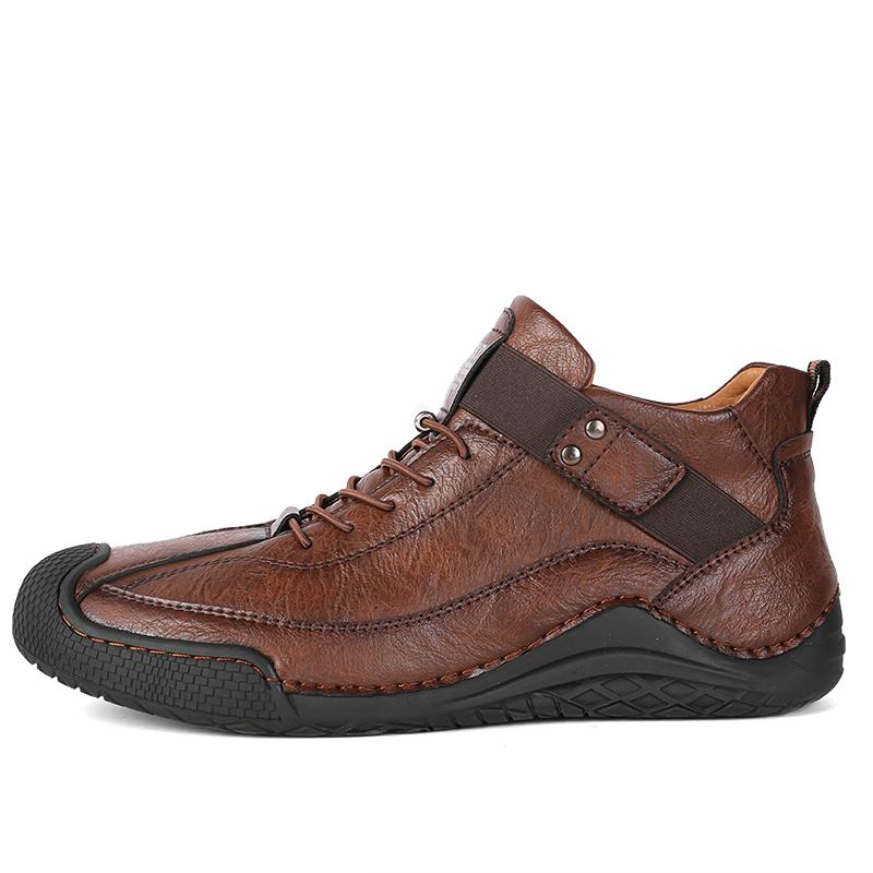 

Мужские кожаные ботинки ручной работы Удобные ботильоны для мужчин Повседневная обувь Ботинки большого размера Кожаные ботинки для мужчин 43 темно-коричневого