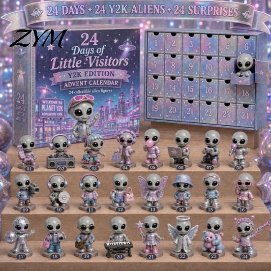 Holiday Countdown Ornament Box 2026 Spirit Advent Calendar, 24-Day Mini Figure Set, Elf Alien Christmas Gift for Family Fairy Collection, Resin