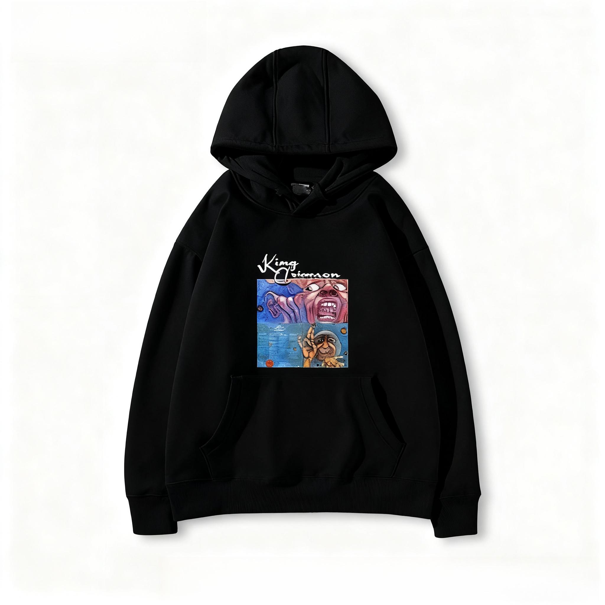

King Crimson Rock Band Peripheral Hooded Pure Cotton Sweatshirt for Men and Women, Versatile Top for Autumn and Winter 3XL