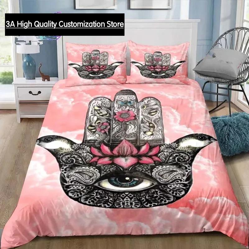 Hamsa Hand Bohemia Bedding Set Single Twin Full Queen King Size Bed Set Adult Boys Bedroom Fatima Hand Bed Linen Lucky Hand